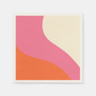 Simple Waves - Pink, Orange and Cream Napkin