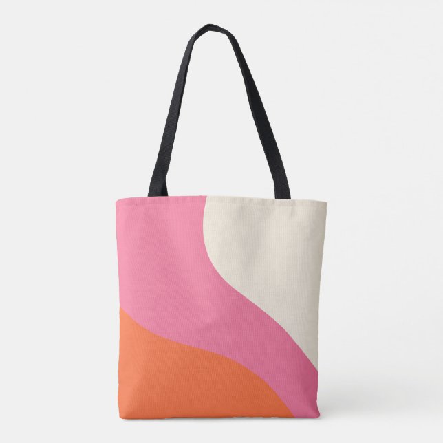 Simple Waves - Pink, Orange and Cream  Tote Bag (Back)