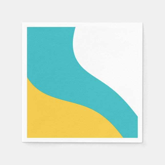 Simple Waves - Turquoise and Yellow Napkin (Front)