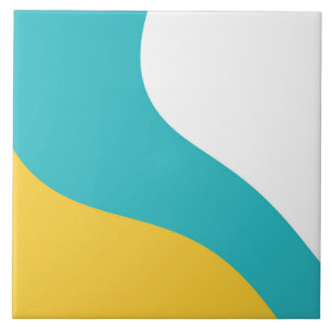 Simple Waves - Turquoise and Yellow Tile