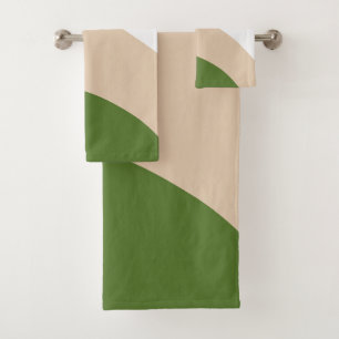 Simple Waves - White, Sand & Palm Green Bath Towel Set