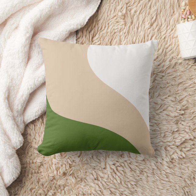 Simple Waves - White, Sand & Palm Green Cushion (Blanket)