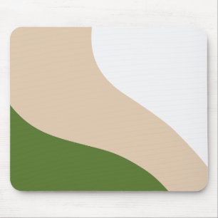 Simple Waves - White, Sand & Palm Green Mouse Mat