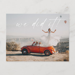 Simple We Did It Wedding Reception Photo  Postcard