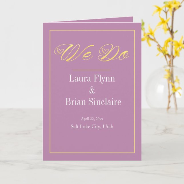 Simple "WE DO" Wedding Program Card (Yellow Flower)
