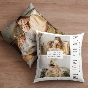 Simple 'We Love You Mum' 3 photo Keepsake Cushion