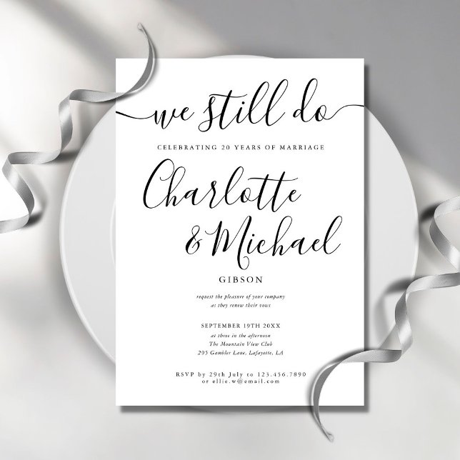 Simple We Still Do Script Vow Renewal Anniversary Invitation (Creator Uploaded)