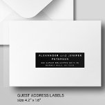 Simple wedding 24 guests address black labels<br><div class="desc">Personalised simple minimal individual black wedding guests' address labels (24 recipients) for invitation mailings,  with trendy modern minimalist typography in formal classic black and white.       The size of one label is cca 4.2 x 1.7 inches for a 14 x 14 inches sheet (Extra-Large)</div>