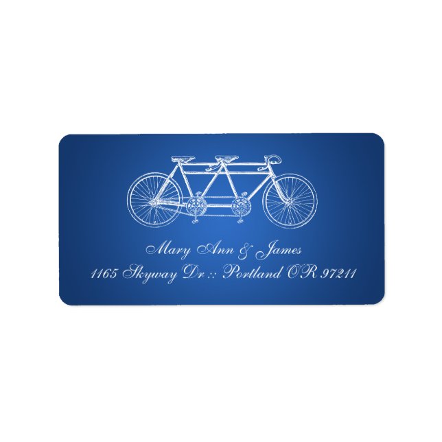 Simple Wedding Address Tandem Bike Blue Label (Front)