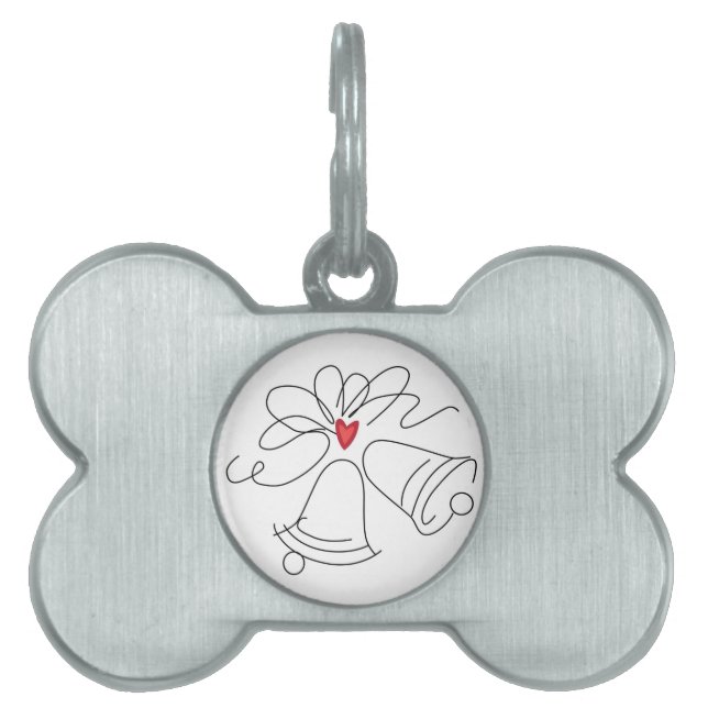 Simple wedding bells dog collar tag (Front)