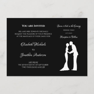 Simple Wedding Black and White Bride and Groom Invitation