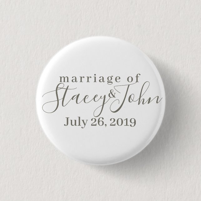 Simple Wedding Bridal Button (Front)