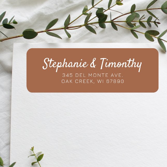 Simple Wedding Burnt-Orange Return Address (Effortlessly manage wedding correspondence with our simple return labels, ensuring seamless mailing.)