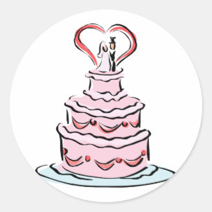 Simple Wedding Cake Classic Round Sticker