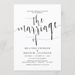 Simple Wedding Calligraphy, Black Script, Marriage Invitation