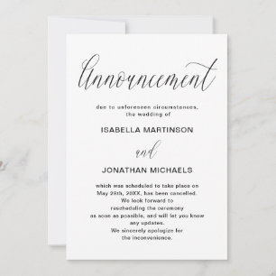 Simple Wedding Cancellation Announcement