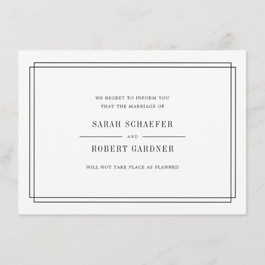 Simple Wedding Cancellation Announcement Card