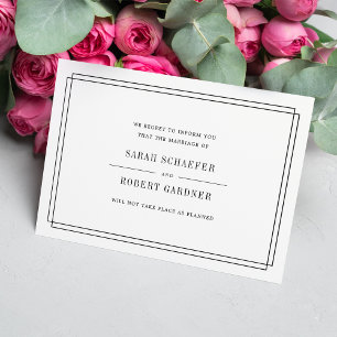 Simple Wedding Cancellation Announcement Card