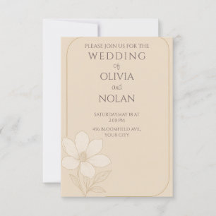 Simple Wedding Ceremony Invitation - Floral Invite