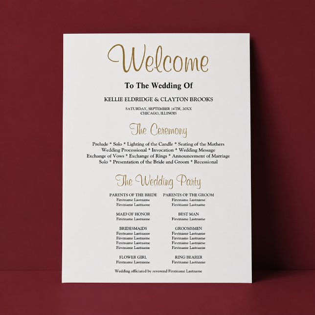 Simple Wedding Ceremony Program Sign (Creator Uploaded)