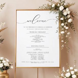 Simple Wedding Ceremony Timeline Welcome Poster