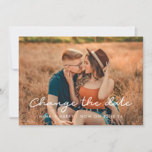 Simple wedding Change the date Announcement