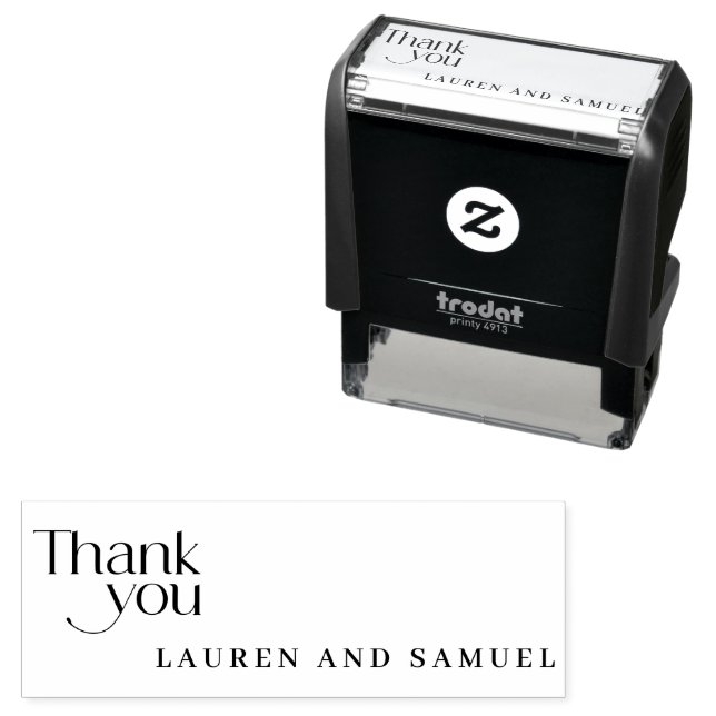 Simple Wedding Couple Typography Thank You Self-inking Stamp (In Situ)