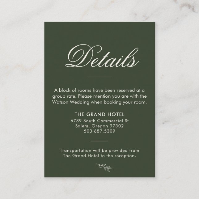 Simple Wedding Details Card (Front)