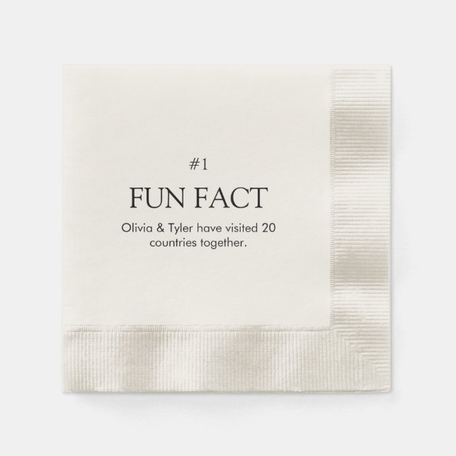 Simple Wedding Fun Fact Paper Napkin (Front)