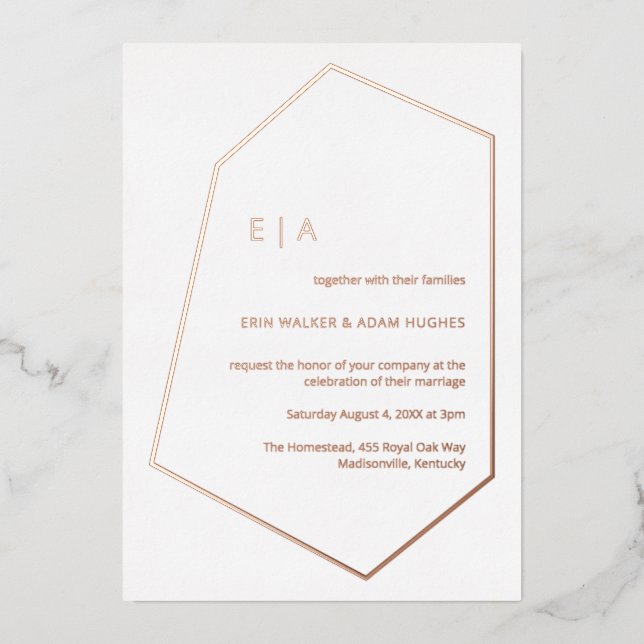  Simple Wedding Gem Geometric Real Rose Gold  (Front)