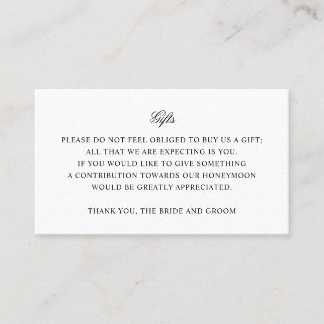 Simple Wedding Gift Insert Card (Front)