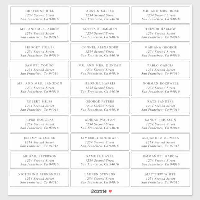 Simple Wedding Guest Address Labels (Sheet)