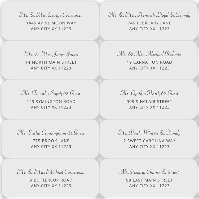 Simple Wedding Guest Address Labels (Front)