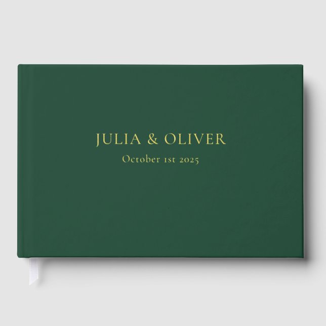 Simple Wedding Guest Book, Linen Wedding Guest  Fo Book (Front)