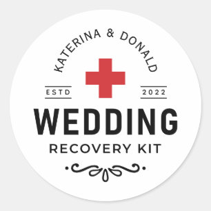  Simple Wedding Hangover Recovery Kit Classic Roun Round Sticker