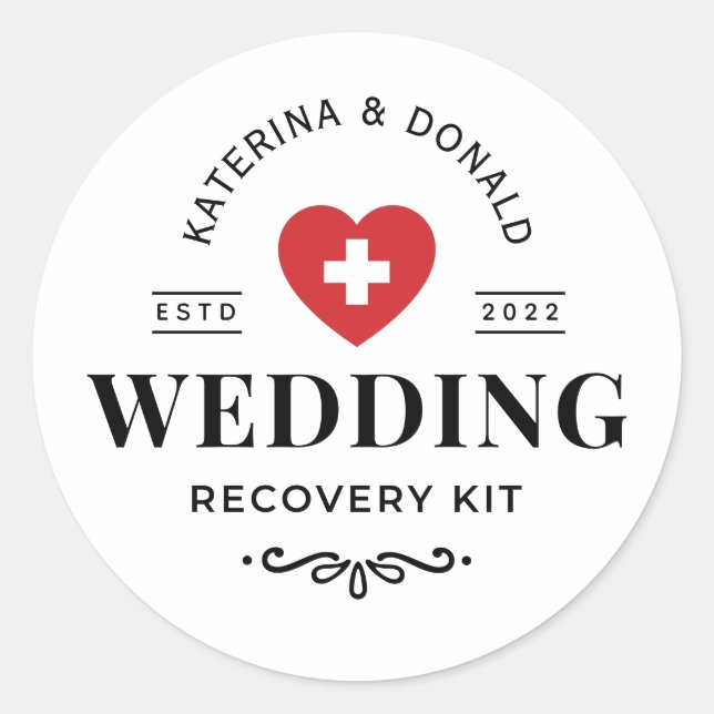  Simple Wedding Hangover Recovery Kit Classic Roun Round Sticker (Front)