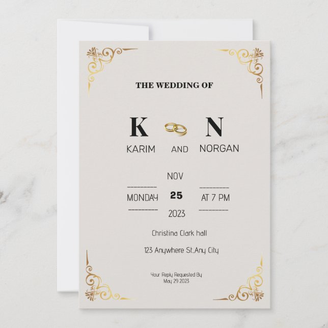 SIMPLE WEDDING INVITATION cream (Front)