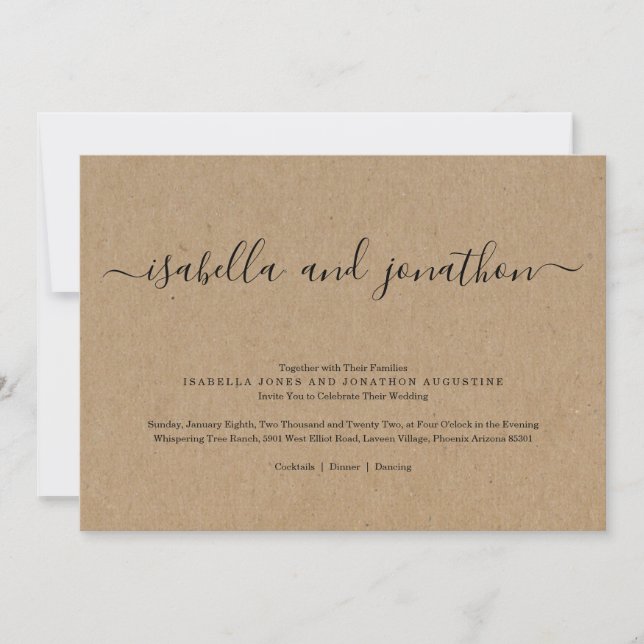Simple Wedding Invitation - Kraft Paper (Front)