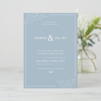 Simple Wedding Invitation Modern Baby Blue