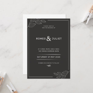 Simple Wedding Invitation Modern Black & White