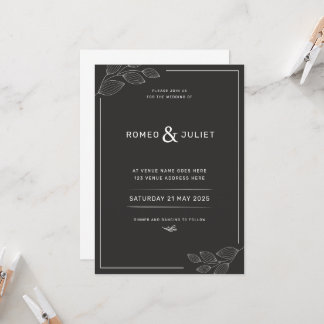 Simple Wedding Invitation Modern Black & White