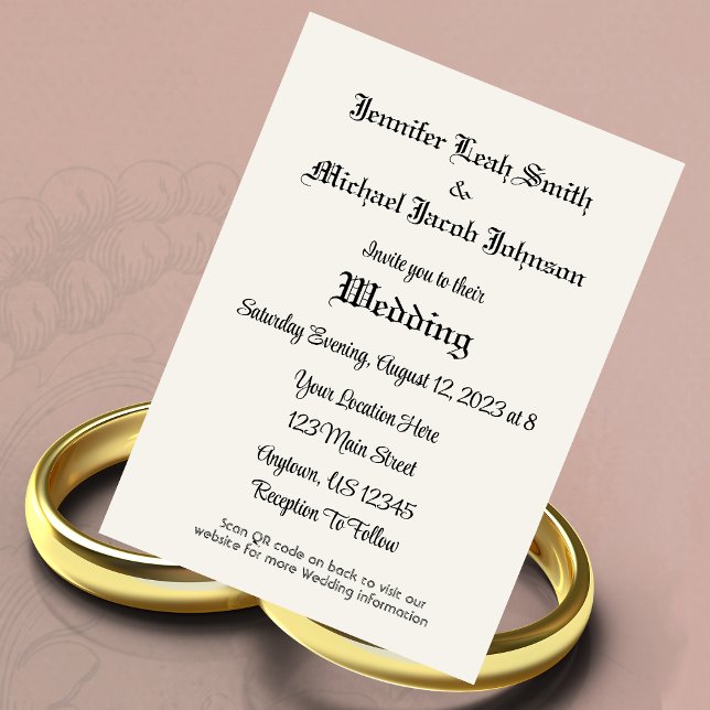 Simple Wedding Invitation QR Code Friendly (Creator Uploaded)