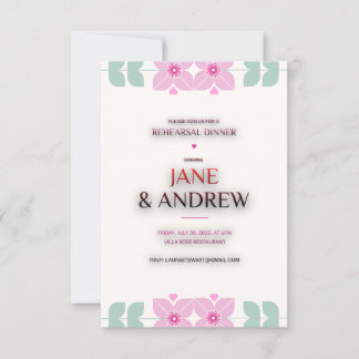Simple wedding invitation with touches of green, s