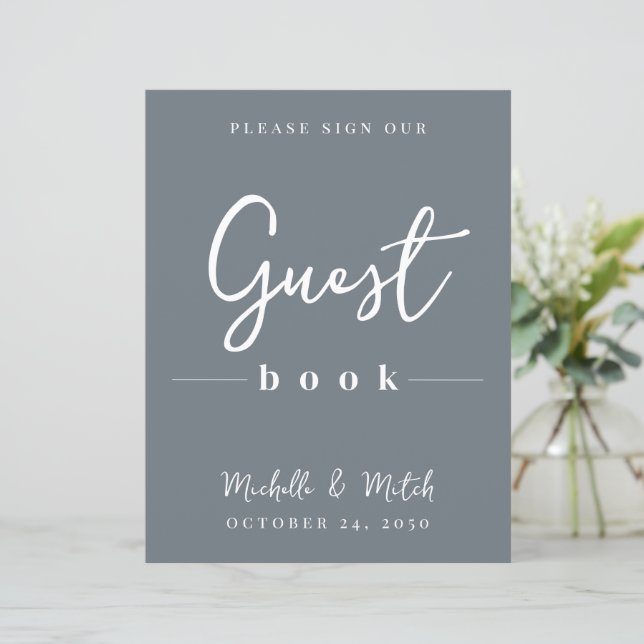 Simple Wedding Minimalist Calligraphy Guest Book (Standing Front)