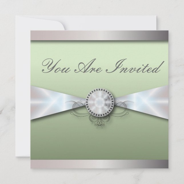 simple wedding mint and white wedding invitation (Front)