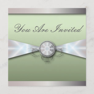 simple wedding mint and white wedding invitation