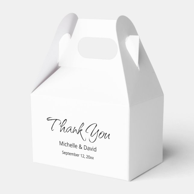 Simple Wedding Modern Boho Thank You Favour Box (Front Side)