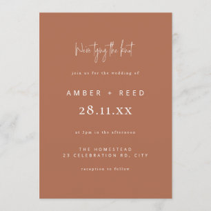 Simple Wedding Modern Minimal Script Copper Invitation