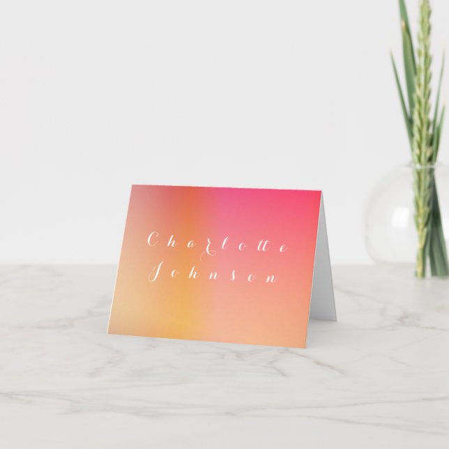 Simple Wedding Modern Sunset Ombre Name Place Card (Front)