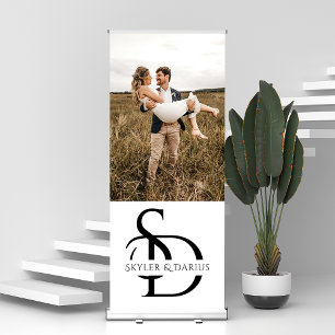 Simple Wedding Monogram Personalised Photo Retractable Banner